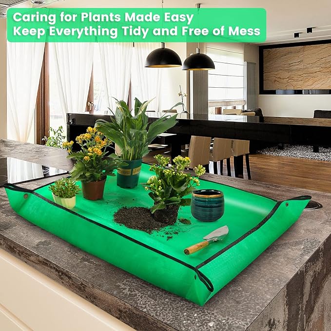 3PCS 39.5" x 31.5" Large Potting Mat for Indoor Plants Transplanting and Dirt Control Garden Gifts for Women Men FocusonGardeningProjects