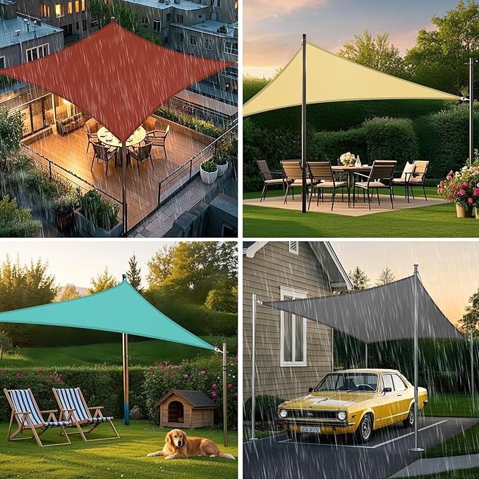 Artpuch Waterproof Sun Shade Sail, 12'x16' Sand Rectangular, UV Resistant Rain Canopy, Curved Edges Shade Cloth for Outdoor Patio, Deck, Yard (Customizable) Artpuch