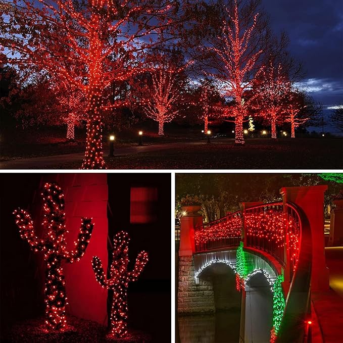 66Ft 200 LED Christmas Fairy Lights Plug in, Waterproof String Lights Outdoor & Indoor 8 Modes with Timer Bedroom Decor, Twinkle Lights for Bedroom Party Holiday Christmas Decorations (Red and Green) BHCLIGHT