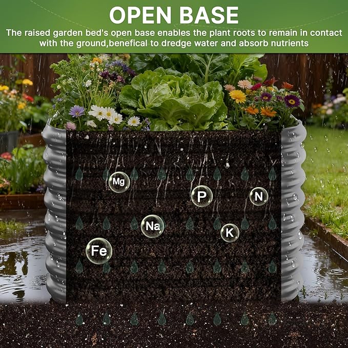 4 PCS Galvanized Raised Garden Bed Outdoor, Metal Garden Bed for Vegetables, Above Ground Garden Box for Flower, Steel Raised Beds for Gardening - 2FT Mostmahes