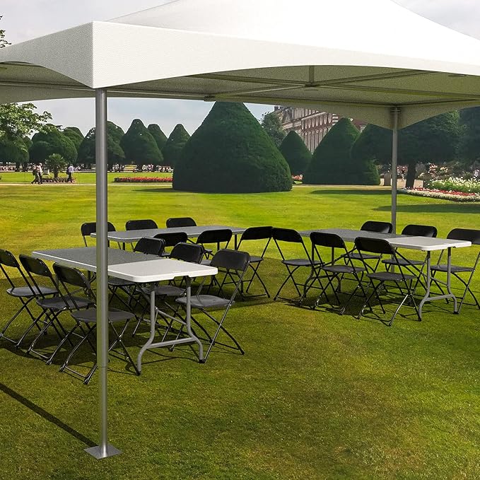 VINGLI 2 Pack Black Plastic Folding Chair, Indoor Outdoor Portable Stackable Commercial Seat with Steel Frame 350lb. Capacity for Events Office Wedding Party Picnic Kitchen Dining VINGLI
