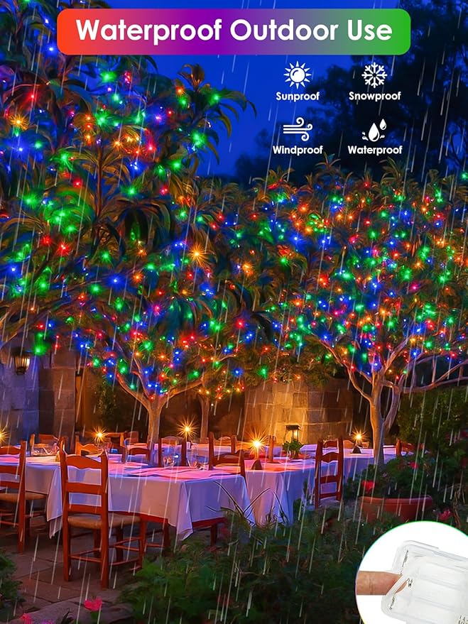 RGB Color Changing 33Ft 100LED St. Patrick's Day Fairy Lights Battery Operated, Waterproof String Lights USB Powered with Timer for Indoor & Outdoor, 18 Colors & Multicolor for Bedroom Christmas Decor BHCLIGHT