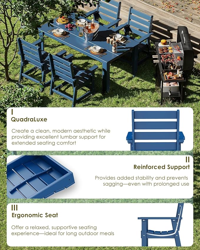 GREENVINES Outdoor Dining Chair | HDPE | Patio Chairs | All-Weather | Blue GreenVines