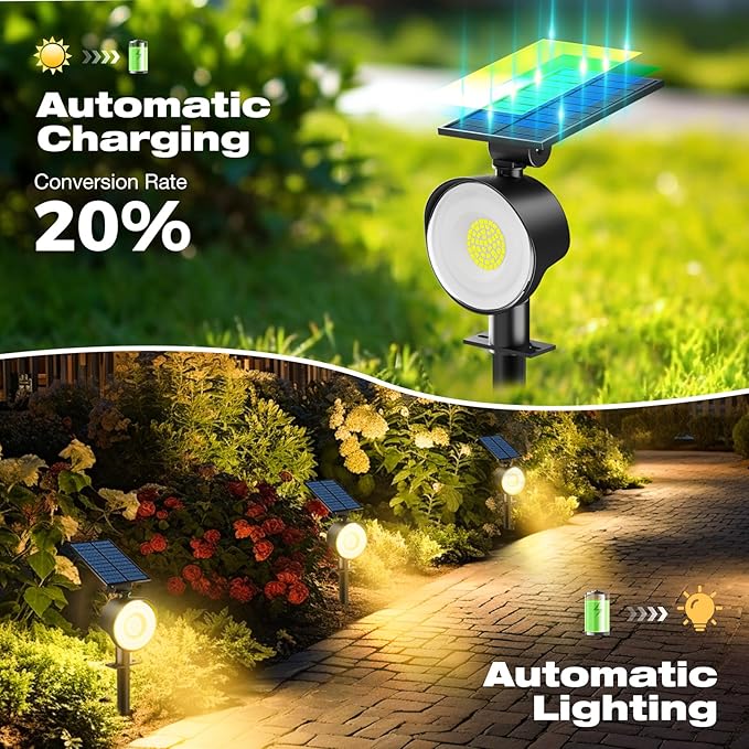 nipify 1 Pack Solar Spot Lights Outdoor Waterproof with 3 Modes, Solar Spotlight Light for Outside Yard Landscape Lighting Pathway Lights Wall,Warm White Nipify