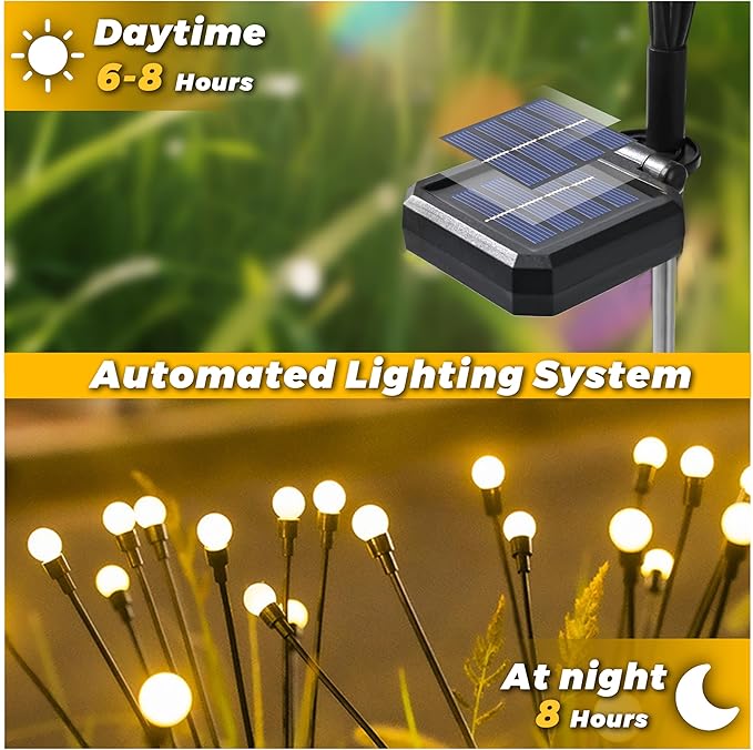 Solar Lights Outdoor-4Pack 32LEDs Solar Garden Firefly Lights Outside,Solar Powered Light Outdoor and Garden Decorative IP65 Waterproof,Yard Patio Pathway Decor,Gardening Gifts for Women,Warm White Rootora