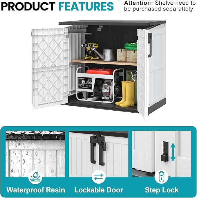 LHBcraft Outdoor Storage Cabinet 36 Cu Ft with Lockable Doors, Portable Horizontal Storage Shed, Resin Outdoor Storage Box Waterproof for Patio-Easy to Assemble LHBcraft-US