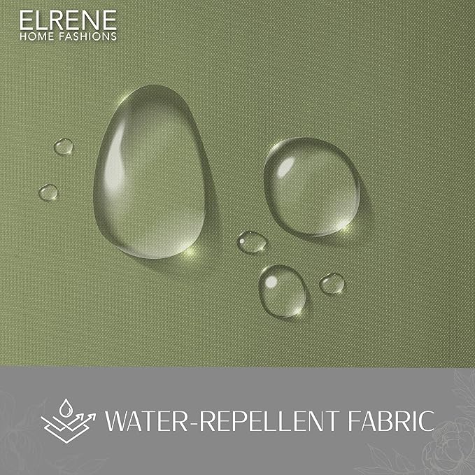Elrene Home Fashions Matine Weatherproof Tab-Top Indoor/Outdoor Solid Color Curtain Panel for Porch, Pergola, Patio, Deck, 52”W x 95”L, Green ElreneHomeFashions