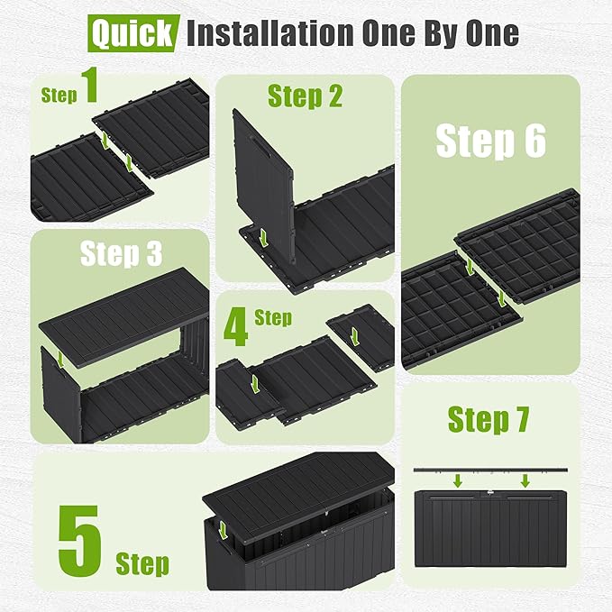 Flamaker Resin Deck Box 100 Gallon Large Lockable Outdoor Storage Box Waterproof for Patio Cushions, Tools, Pool Accessories (Black) Flamaker