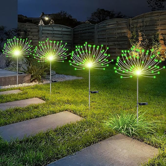 YOTOZU 4 PCS Solar Firework Light, Outdoor Solar Garden Decorative Lights 120 LED Powered 40 Copper Wires String DIY Landscape Light for Walkway Pathway Backyard Decor Parties Perfect Gifts(Green) YOTOZU