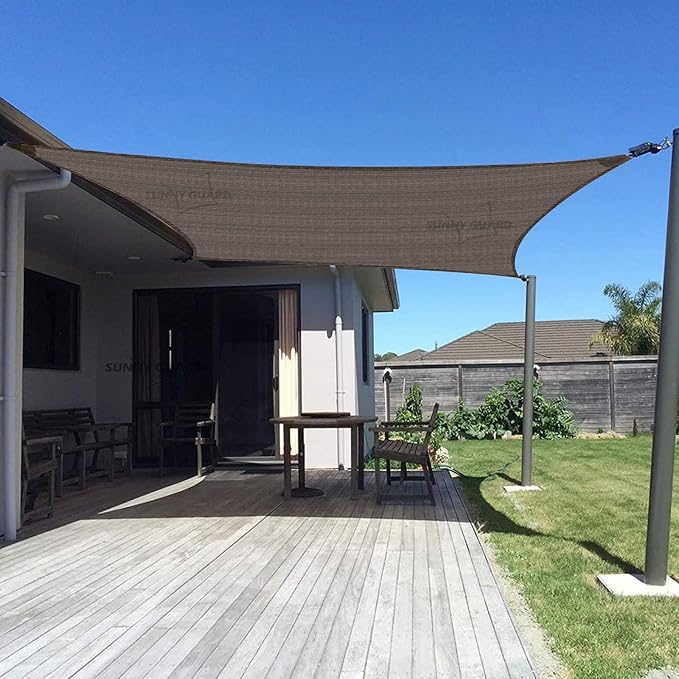 SUNNY GUARD Custom Size 12'x14' Brown Sun Shade Sail Rectangle UV Block Shade for Backyard Yard Patio Deck Garden(Customized) SUNNYGUARD