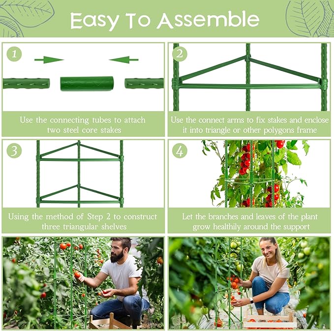 Legigo 4-Pack Tomato Cage for Garden Plant Support- Up to 63inch Garden Stakes Tomato Cage, Tomato Trellis for Potted Plants, Tomato Cages Plant Stakes for Climbing Vegetables Plants Flowers Legigo
