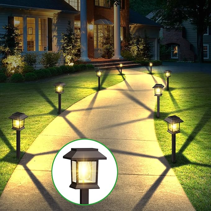 Solar Outdoor Lights, 12 Pack Solar Pathway Lights Waterproof, Landscape Lighting for Path Walkway Lawn Garden Yard Outside Décor, Brown SolarOutdoorLights