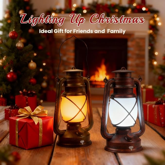 2 Pack Bronze Vintage 4 Modes Light LED Lanterns，Rechargeable Dancing Flame Lanterns Decorative Outdoor&Indoor, Remote Control Waterproof Hanging Lights for Camping,Patio Garden Pathway Wondrastical