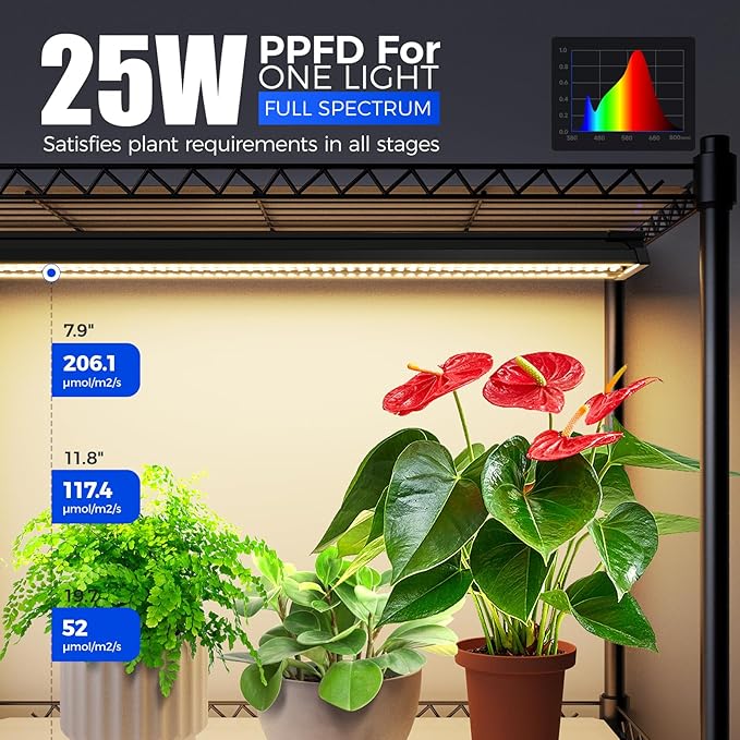 Barrina CX91Z Indoor Greenhouse with Grow Light, 5-Tier Plant Stand with Cover and 1.6FT 25W(Per Light) Full Spectrum Plant Lights, Plant Shelves with Tent for Seed Starting, 23.6x13.8x59IN Barrina