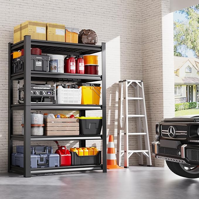 Set of 4 Garage Shelving-3000 lbs 5 Tier Storage Shelves,Adjustable Heavy Duty Metal Shelving Unit and Storage Large Wire Rack,Utility Steel Shelf for Warehouse Industrial Pantry Basement -78"x46"x20" Rootora