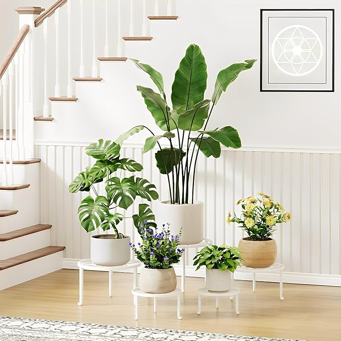 5-Pack Metal Plant Stand for Heavy Potted Plant for Home Indoor and Outdoor Heavy Duty Flower Pot Stands for Multiple Plant for Living Room Rootora