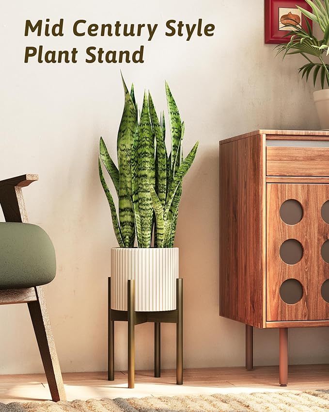 Adjustable Plant Stand Indoor, Bamboo Plant Stand Fits 8 9 10 11 12 Inches, Small Corner Planter Holder for Indoor Plants, Single Floor Plant Stands for Living Room Balcony, Tea Brown Tall Gentingbro