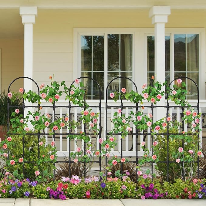 Trellis for Climbing Plants Outdoor,47.2" H Garden Trellis,Rustproof Garden Arch Trellis Cucumber Tomato Support Structure for Raised Bed MQHUAYU