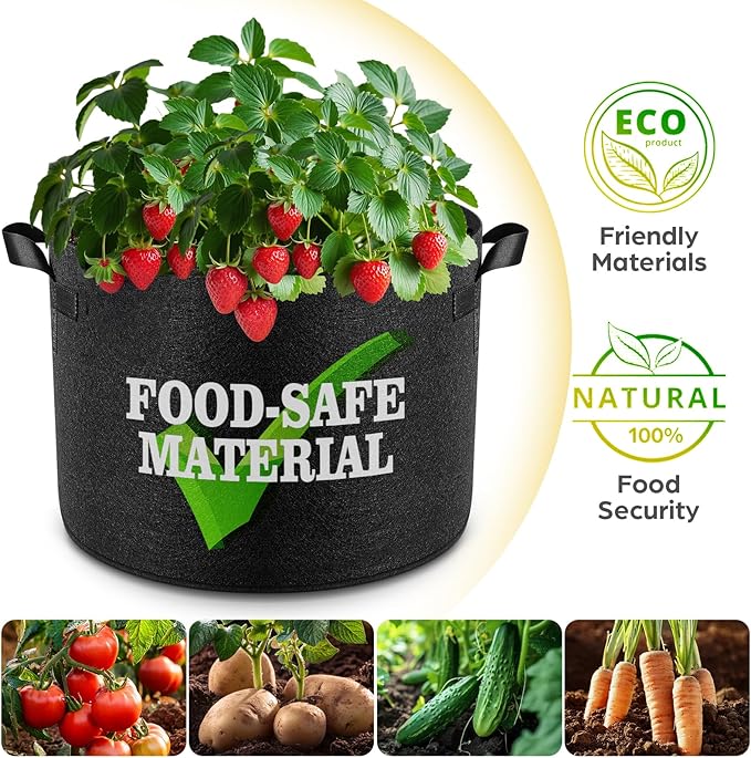 10 Pack 2 Gallon Grow Bags, Thickened Nonwoven Fabric Planter Pots with Handles, Heavy Duty 300G Garden Pots for Tomato, Potato and Vegetable Rootora