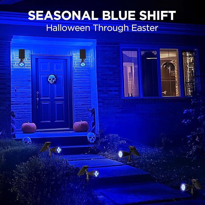 InnoGear Solar Lights Outdoor Waterproof Halloween Christmas Solar Garden Light for Outside Yard Landscape Lighting Pathway Spot Lights Spotlight Wall Light Auto On/Off, 2 Pack (Blue Light) InnoGear