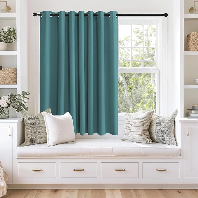 NICETOWN Blackout Curtains 63 inches Long for Living Room Bedroom, Grommet Thermal Insulated Room Divider Drape Window Treatment for Sliding Patio Door, W100 x L63, 1 Panel, Sea Teal NICETOWN