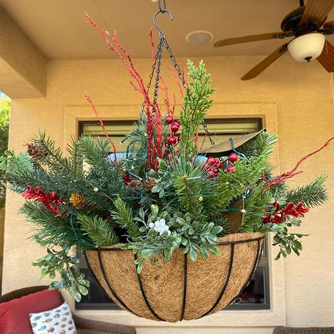 Hanging Baskets Planter for Plants - 4 Pack 10 Inch Metal Baskets with Coco Coir Liner, Hanging Flower Pots for Outside with Chain, Indoor Outdoor Garden Porch Decoration (10'' Pack of 4) LCHUANG