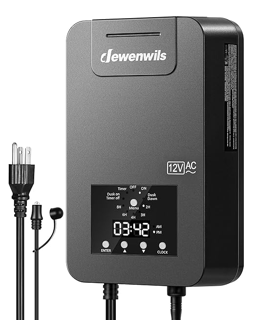 DEWENWILS 300W Low Voltage Landscape Transformer,120V AC to 12V/14V AC Low Voltage Transformer, Weatherproof Outdoor Landscape Lighting Transformer for Garden Lights, Spotlights, Steplights DEWENWILS