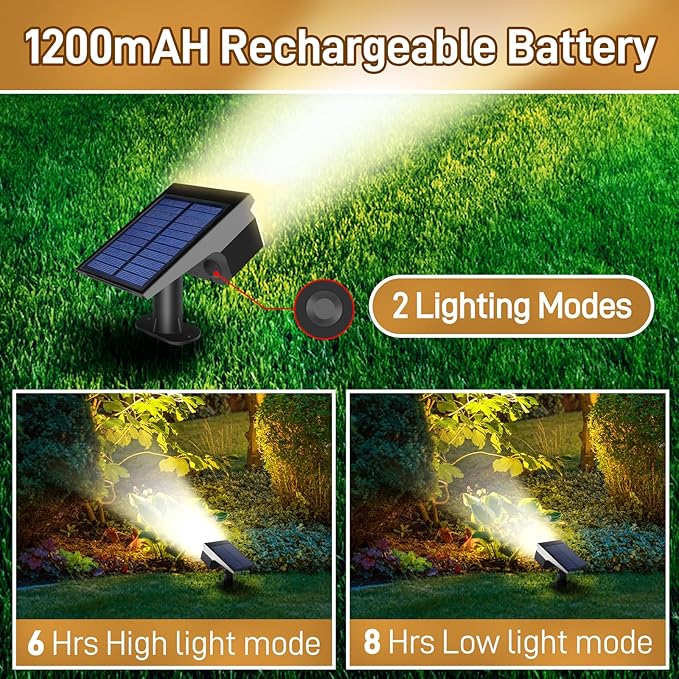 Solar Lights Outdoor Waterproof IP65, 7 Lighting Modes Color Changing 26 LED Solar Spot Lights Outdoor for Yard Garden Pathway Christmas Decor (Warm White, 2 Pack) Rootora