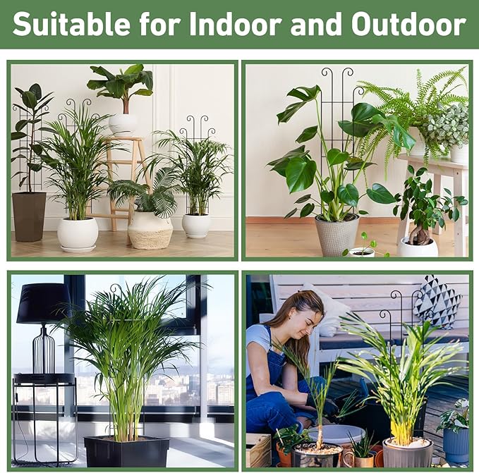 32.6in Tall Plant Trellis Indoor, Metal Garden Trellis for Climbing Plants, Expandable Trellis for Potted Plants for Ivy Pothos Hoya Monstera, 2 Pack Xeeol