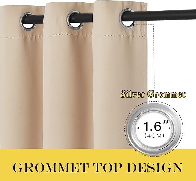 NICETOWN Sliding Door Room Divider Curtain, Blackout Patio Door Curtain Panels, Privacy Thermal Window Treatment Drape for Department with (Biscotti Beige, W100 x L95) NICETOWN