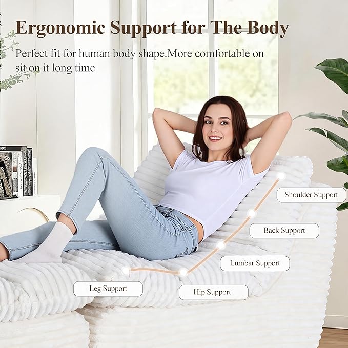 Boneless Chaise Lounge Chair Indoor, Adult Bean Bag Chair with Compressed Memory Foam, Comfy Back Support Sofa Bed Couch for Living Room Bedroom Office Apartment, No Assembly Rootora