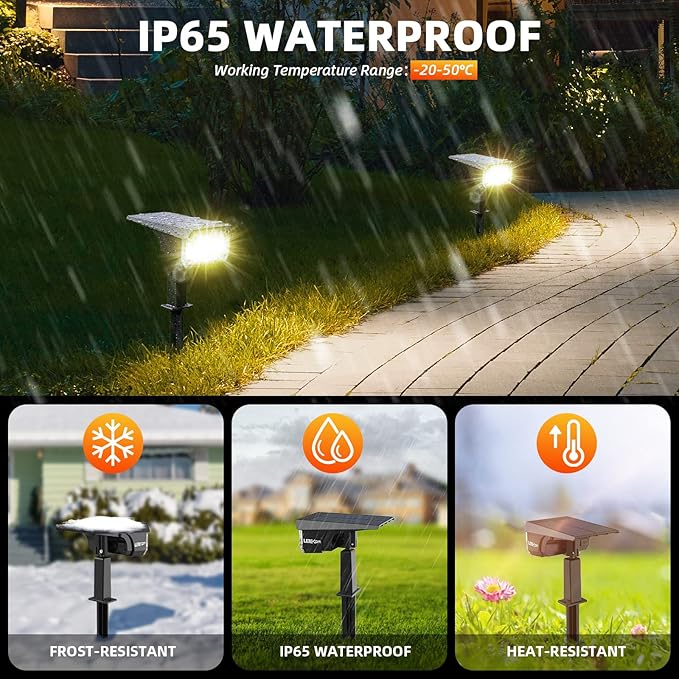 3 Brightness Modes Solar Outdoor Lights with Super Bright 40LEDs, 360 Adjustable Lighting Angle, USB Charging, Longer Working Time, Waterproof, Patio, Porch, Driveway LEREKAM