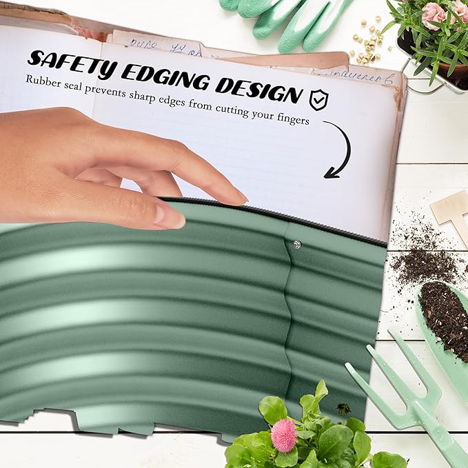 Outsunny 6.5' x 2' x 1' Galvanized Raised Garden Bed Kit, Outdoor Metal Elevated Planter Box with Safety Edging, Easy DIY Stock Tank for Growing Flowers, Herbs & Vegetables, Green Outsunny