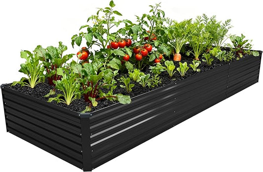 12x4x1.5FT Galvanized Raised Garden Bed,Vegetable Boxes-Rectangle Metal Flower Box,Large Planter Raised Beds Outdoor Garden for Planting,Fruit,Herb-Black DIIYIV