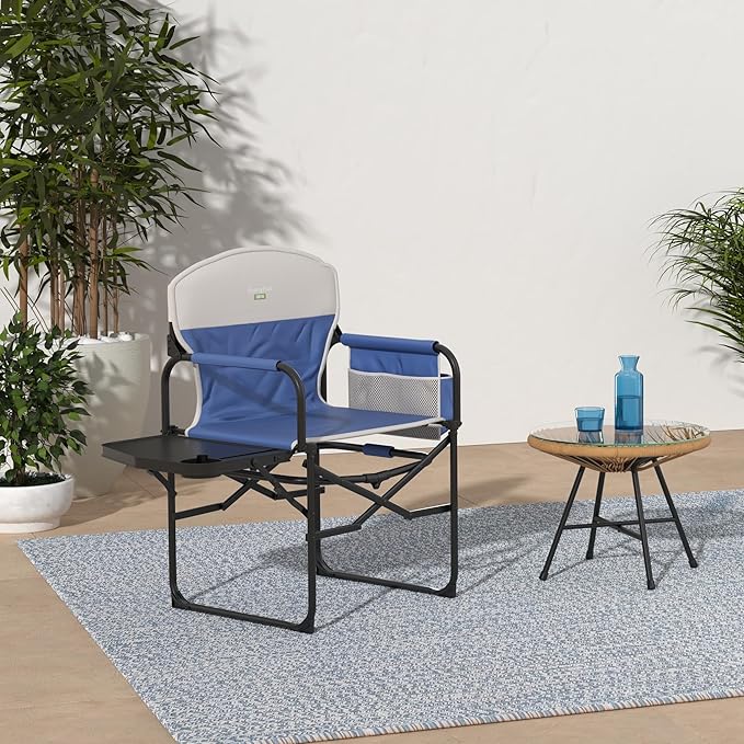 SUNNYFEEL Camping Directors Chair, Heavy Duty,Oversized Portable Folding Chair with Side Table, Pocket for Beach, Fishing,Trip,Picnic,Lawn,Concert Outdoor Foldable Camp Chairs SunnyFeelCamping