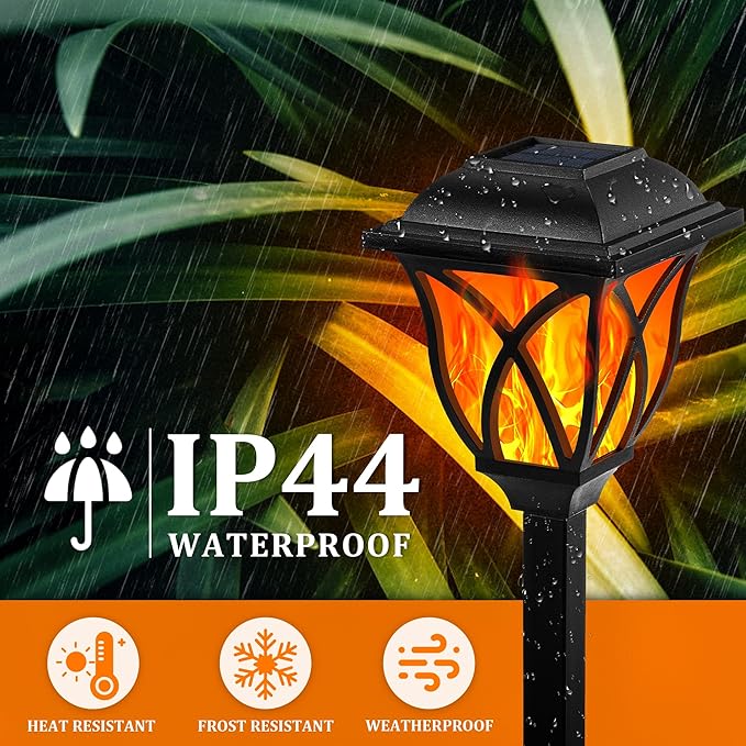 GIGALUMI Solar Lights Outdoor Waterproof, 8 Pack Flickering Flame LED Lights, Garden Decor for Yard, Patio, Landscape, Planter, Walkway GIGALUMI