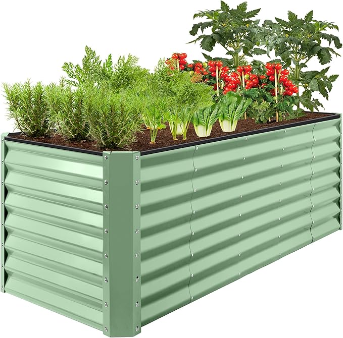 Best Choice Products 8x2x2ft Outdoor Metal Raised Garden Bed, Rectangular Deep Root Planter Box for Vegetables, Flowers, Herbs, and Succulents w/ 239 Gallon Capacity - Sage Green BestChoiceProducts