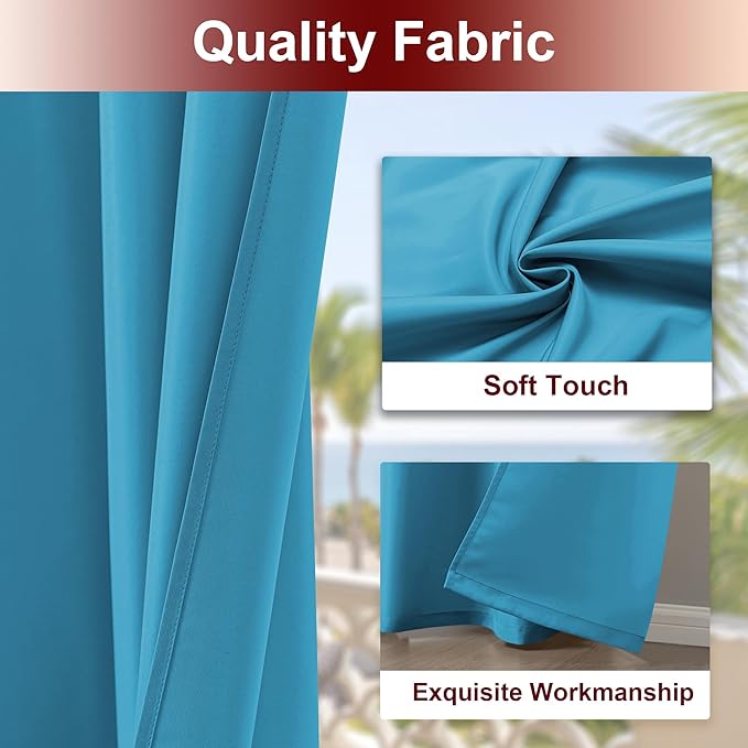 HolidayIdeas Grommet Outdoor Curtains for Patio Waterproof 8 Pcs All Weather Balcony Outside Curtains for Apartments, Gazebo, Pergolas, Porch, 54x108 Inch, Teal HolidayIdeas