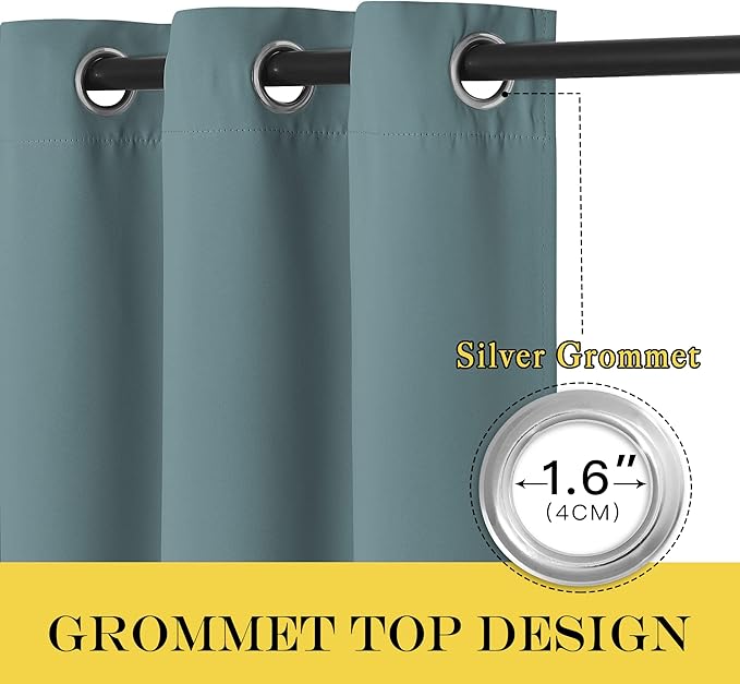 NICETOWN Sliding Glass Door Curtain 120 inches Long, Grommet Room Darkening Thermal Insulated Window Treatment Slider Door Curtain for Living Room, Greyish Blue, W100 x L120, 1 Panel NICETOWN