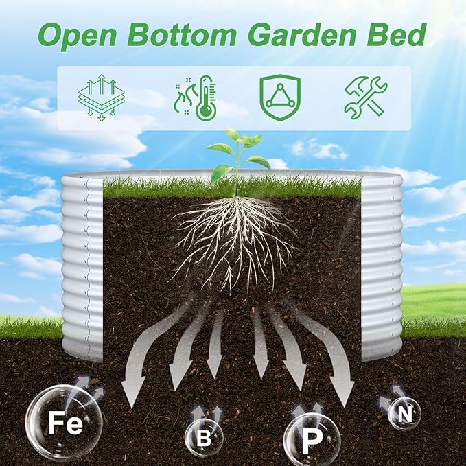AHEONLAR 2 Pack 3x3x3ft Round Galvanized Raised Garden Bed Outdoor Metal Planter Bed Box for Vegetables Gardening AHEONLAR