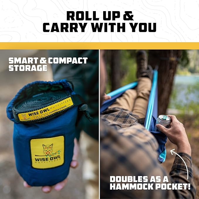 Wise Owl Outfitters Camping Hammock – 500lbs Portable Hammock with Tree Straps - Travel, Backpacking, Hiking, Outdoors Camping Gear - Single or Double WiseOwlOutfitters
