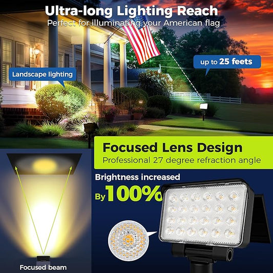 Solar Spot Lights Outdoor Waterproof for Flag, Tree, House, Garden, Yard, Landscape Spotlights for Accent Uplighting Halloween Christmas Decorations-4 Pack AUDERWIN