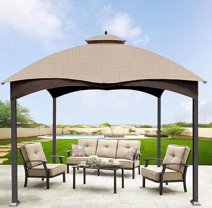 SCOCANOPY Light Beige Ripstop Replacement Top for Lowe's Allen Roth 10X12 Gazebo Model #GF-12S004B-1/ GF-12S004BTO SCOCANOPY