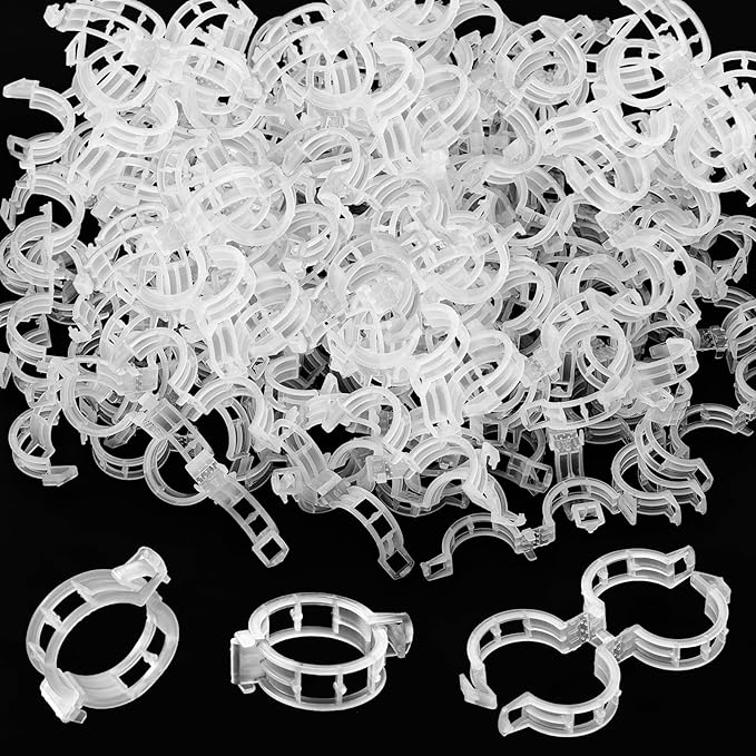 OJYUDD 200 Pcs White Plant Support Garden Clips,Secured Plastic Plant Clip,Tomato Vine Clips,Climbing Plant Support Clips for Flower Vine Twine Orchid OJYUDD