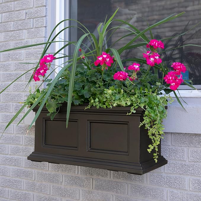 Mayne Fairfield 2-Foot Window Box – Self-Watering, Weather-Resistant Planter for Flowers – Durable Design for Outdoor Use, Perfect for Windows Mayne