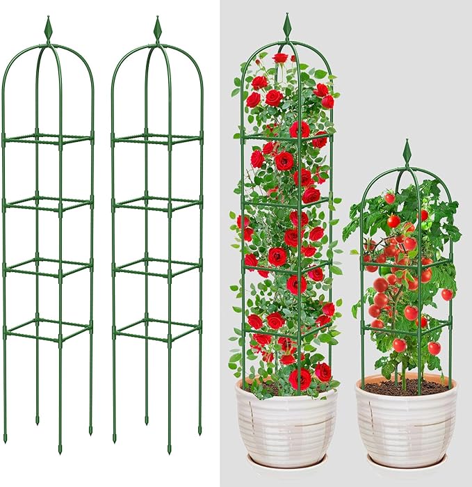 Garden Trellis for Climbing Plants Outdoor & Indoor - 2 Pack 6Ft Tall Rustproof Plant Support Cage for Vines, Flowers, Vegetables, Roses | Heavy-Duty, Adjustable & Decorative MYMULIKEHOME