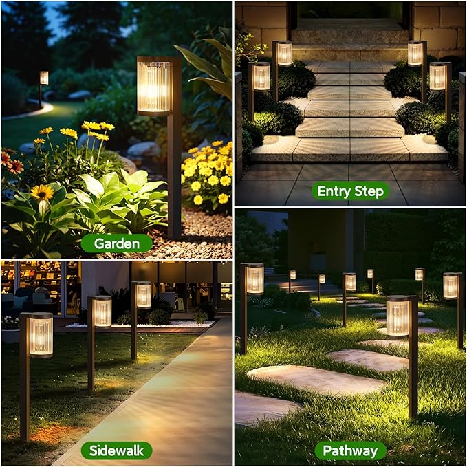 Solar Pathway Lights Outdoor, 6 Pack Upgraded Outdoor Solar Lights for Outside Super Bright Up to 12Hrs, IP65 Waterproof Solar Garden Lights for Yard Path Walkway Decor Landscape Lighting ELECLINK