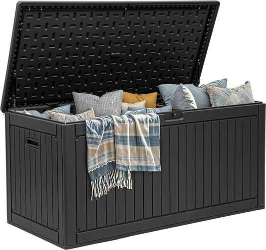 YITAHOME 260 Gallon Large Deck Box with Divider & Side Handles, Outdoor Double-Wall Storage for Patio Furniture Cushions, Garden Pool Accessories, Water Resistant & Lockable YITAHOME