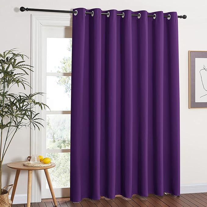 NICETOWN Insulated Sliding Door Curtain - Wide Thermal Blackout Patio Door Curtain Panel, Sliding Door Drapes/Draperies with Grommet Top (Royal Purple, W100 x L84) NICETOWN