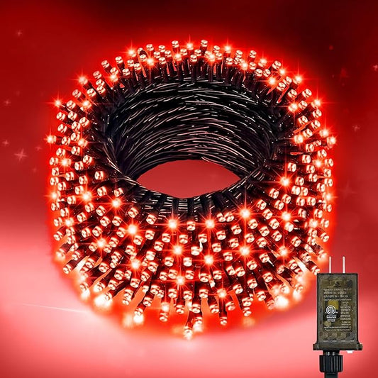 Nisocy 200 LED Red String Lights with Green Wire, Waterproof Christmas Tree Fairy Lights with 8 Modes, Indoor Outdoor Decorative Lighting for Holiday, Party, Garden, Patio(66FT) NISOCYLighting